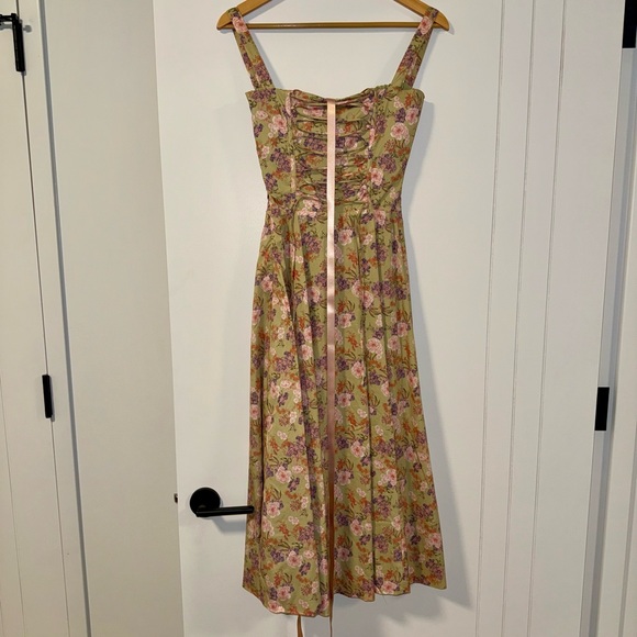 House of CB Floral Midi Dress in Pink and Green - Picture 2 of 3
